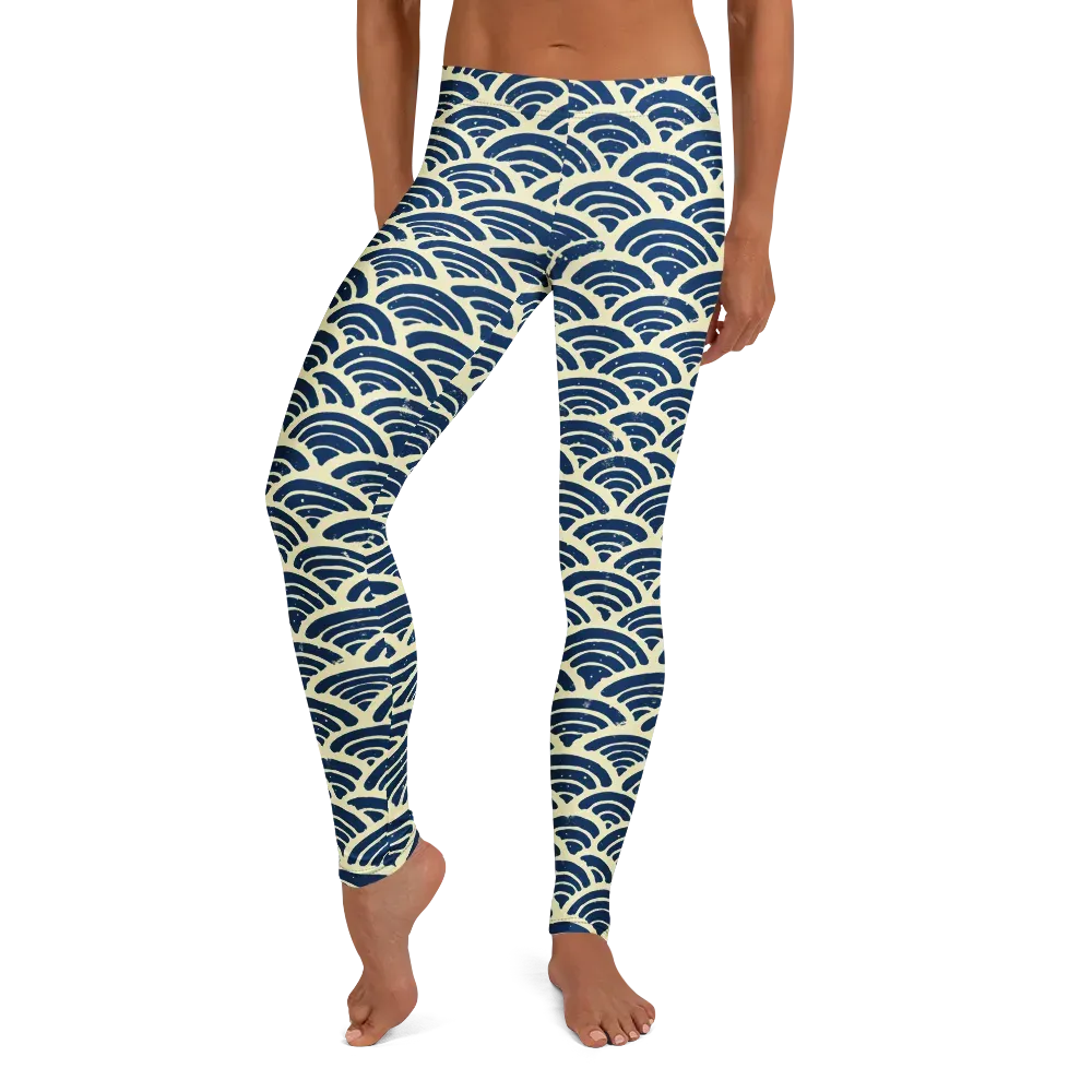 Navy Wave Field on Leggings — Front