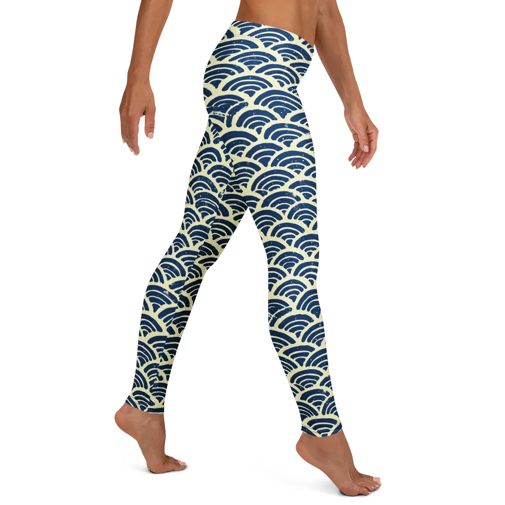 Navy Wave Field on Leggings — Right