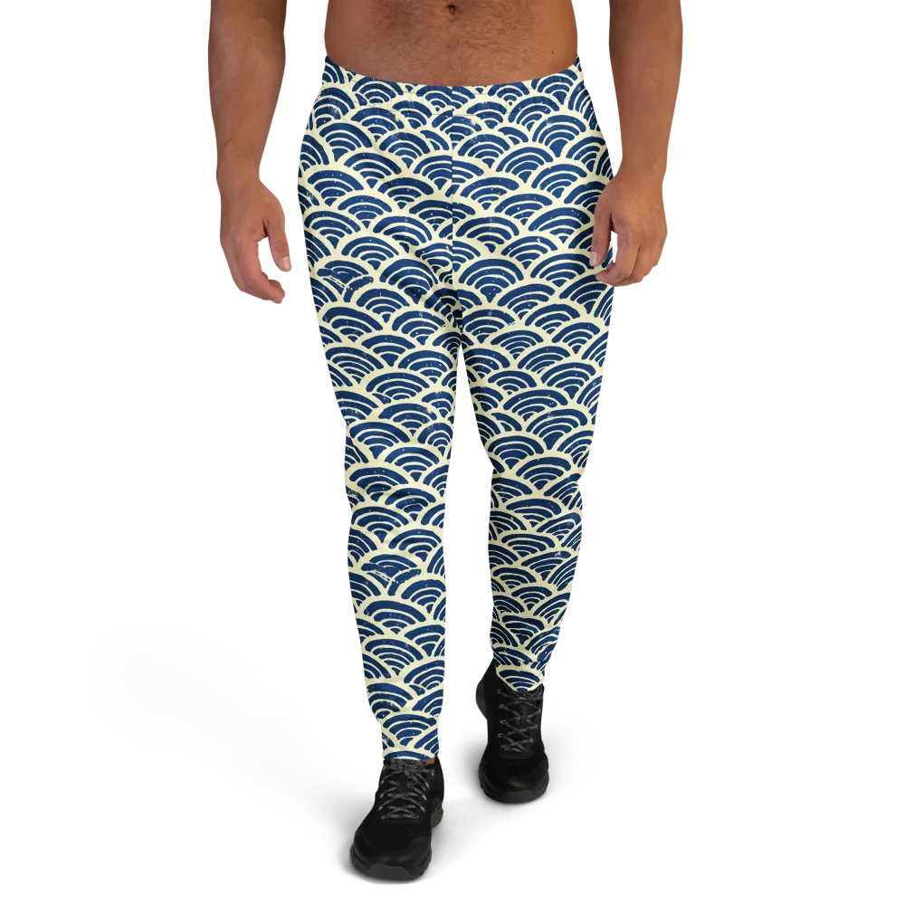 Navy Wave Field on Men's Joggers — Front