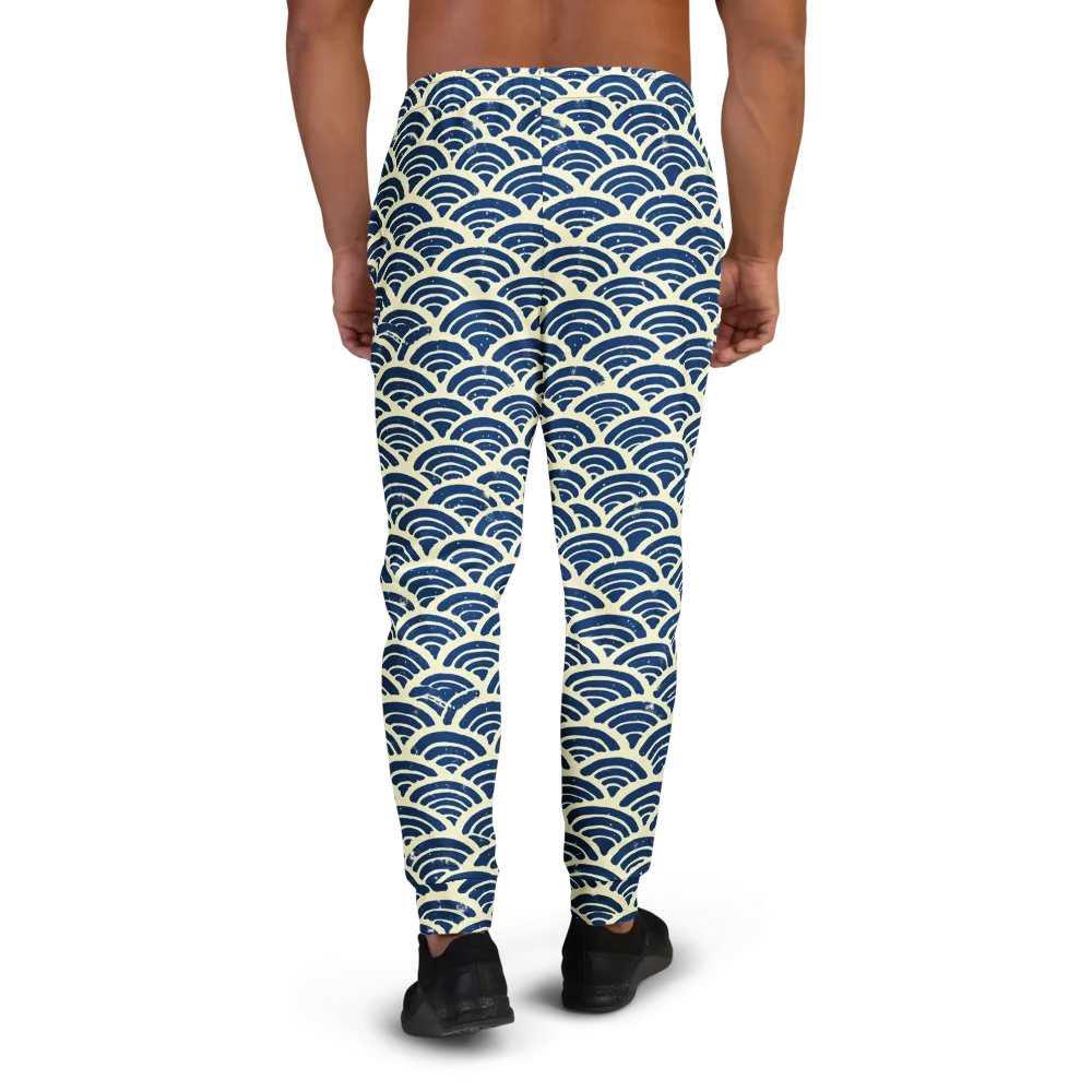 Navy Wave Field on Men's Joggers — Back