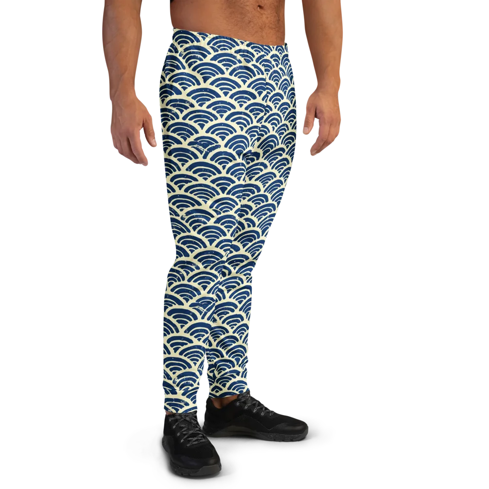 Navy Wave Field on Men's Joggers — Right