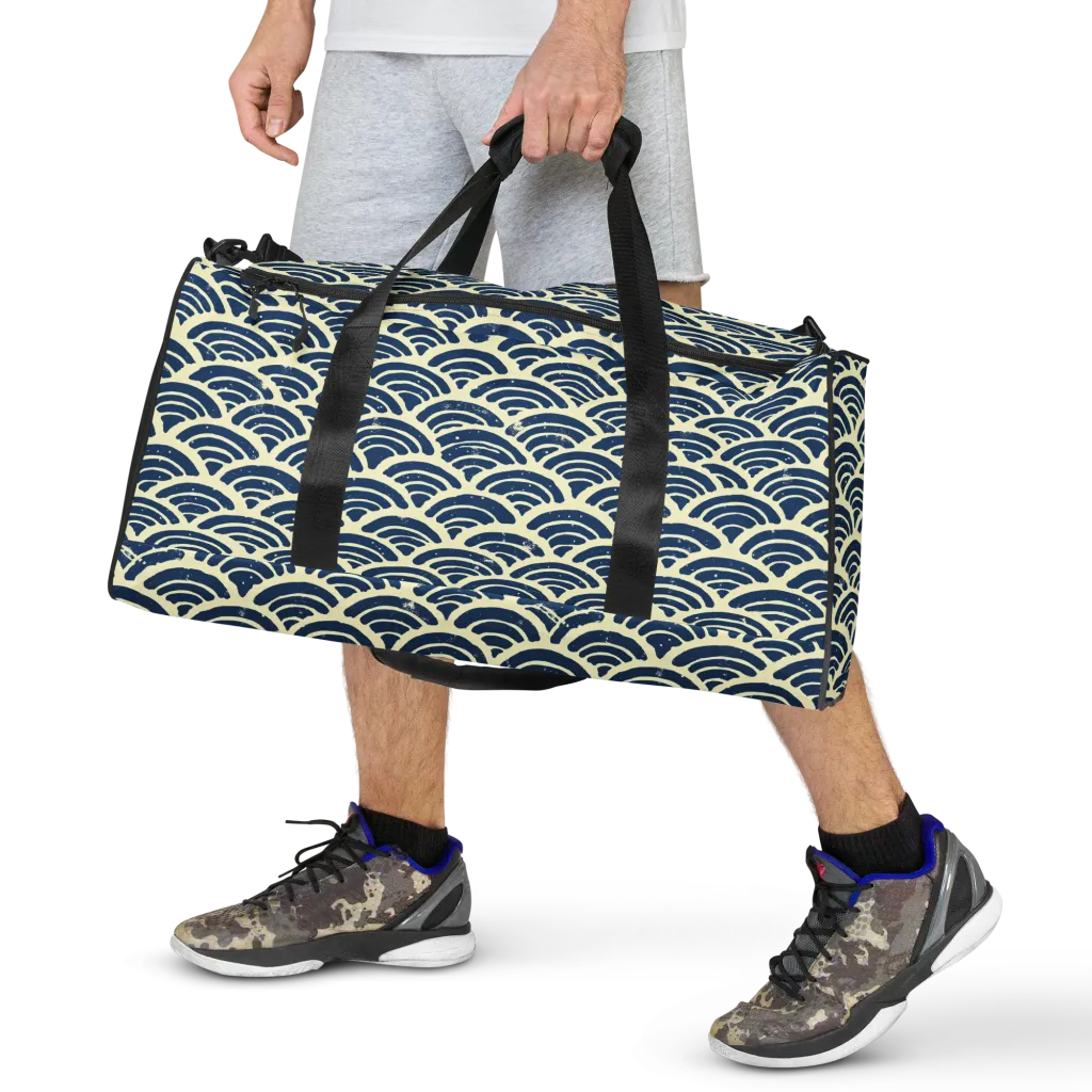 Navy Wave Field on Duffle Bag — Front