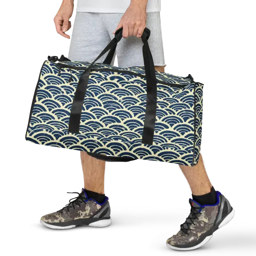 Navy Wave Field on a Duffle Bag