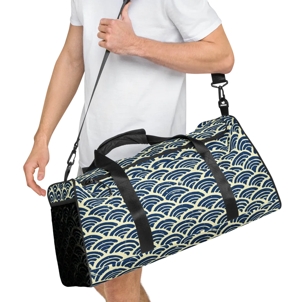 Navy Wave Field on Duffle Bag — Right Front