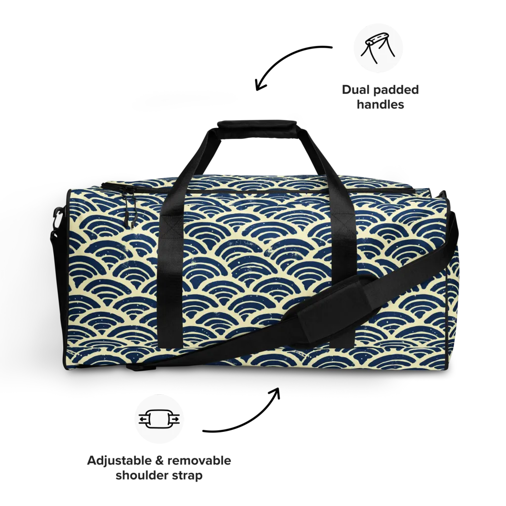 Navy Wave Field on Duffle Bag — Front