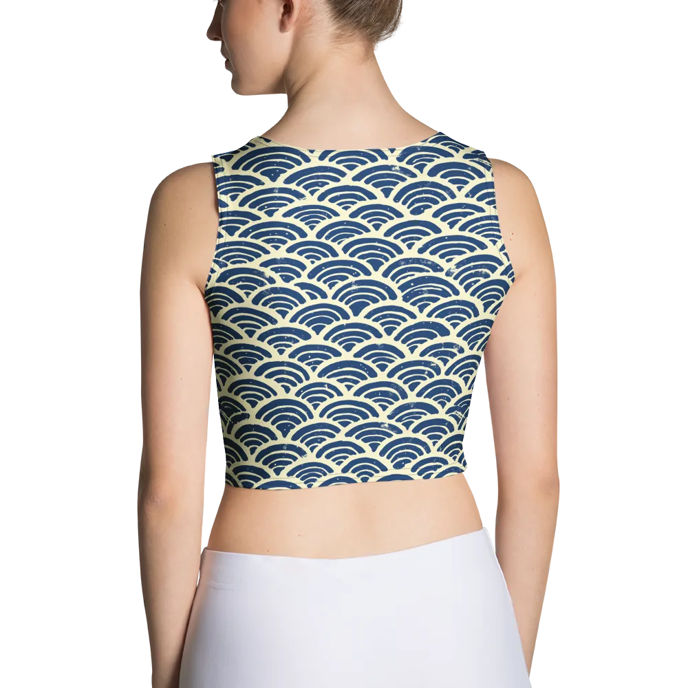 Navy Wave Field on Crop Top — Back