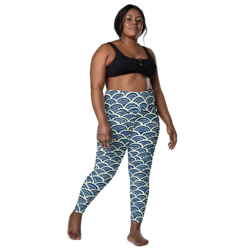 Navy Wave Field on a Leggings with Pockets