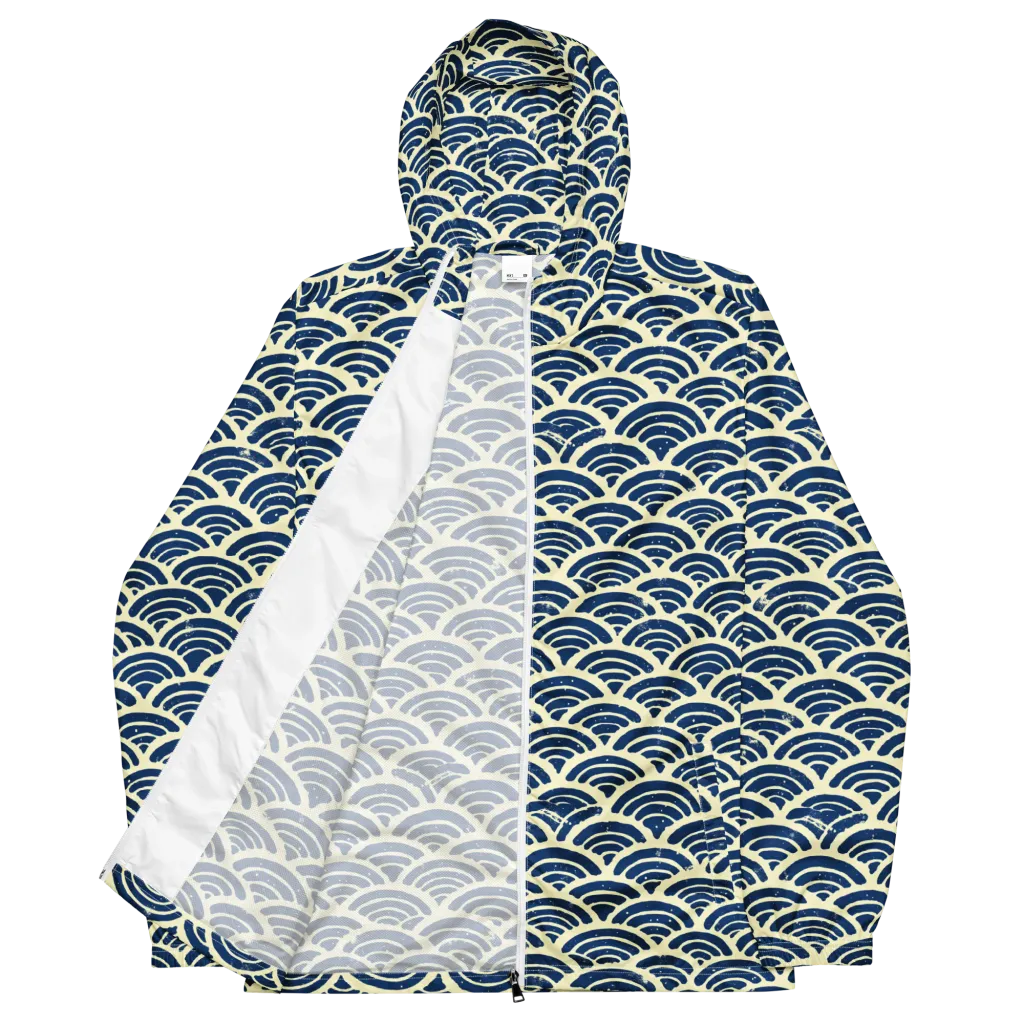 Navy Wave Field on Men's Windbreaker — Front