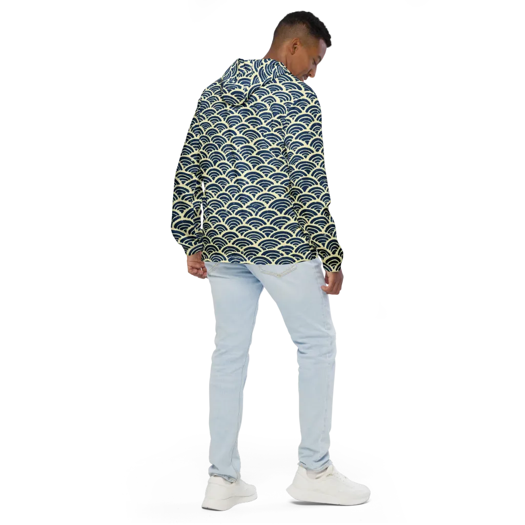 Navy Wave Field on Men's Windbreaker — Back