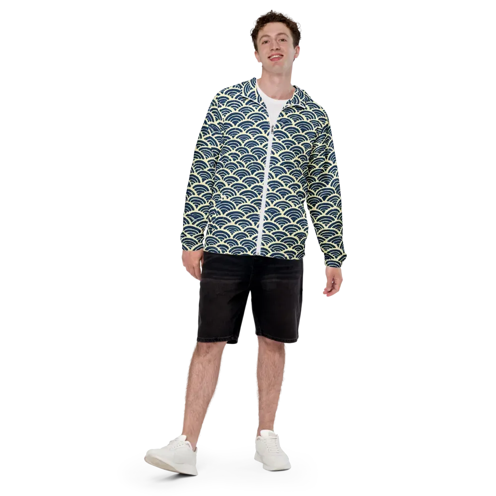Navy Wave Field on Men's Windbreaker — Front