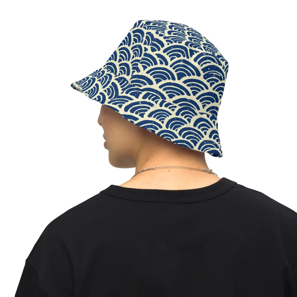 Navy Wave Field on Reversible Bucket Hat — Back Inside