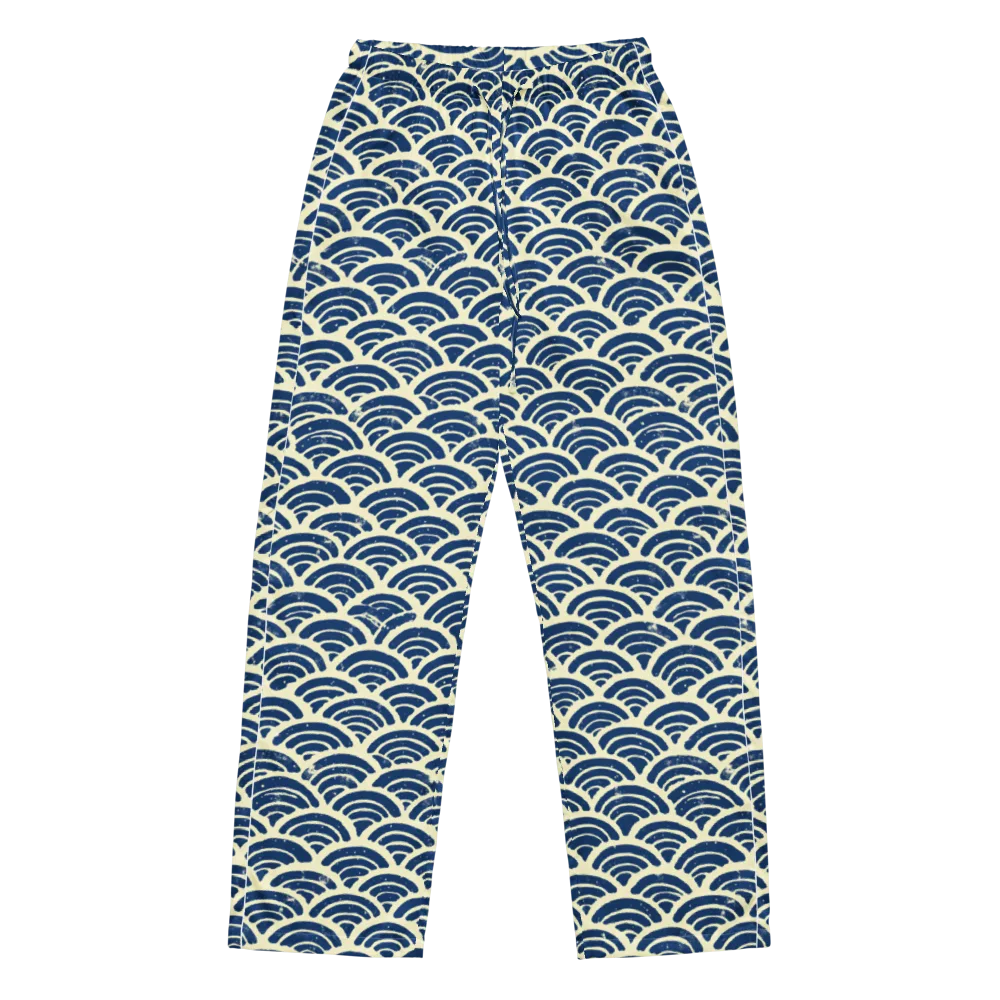 Navy Wave Field on Women's Pajama Pants — Front