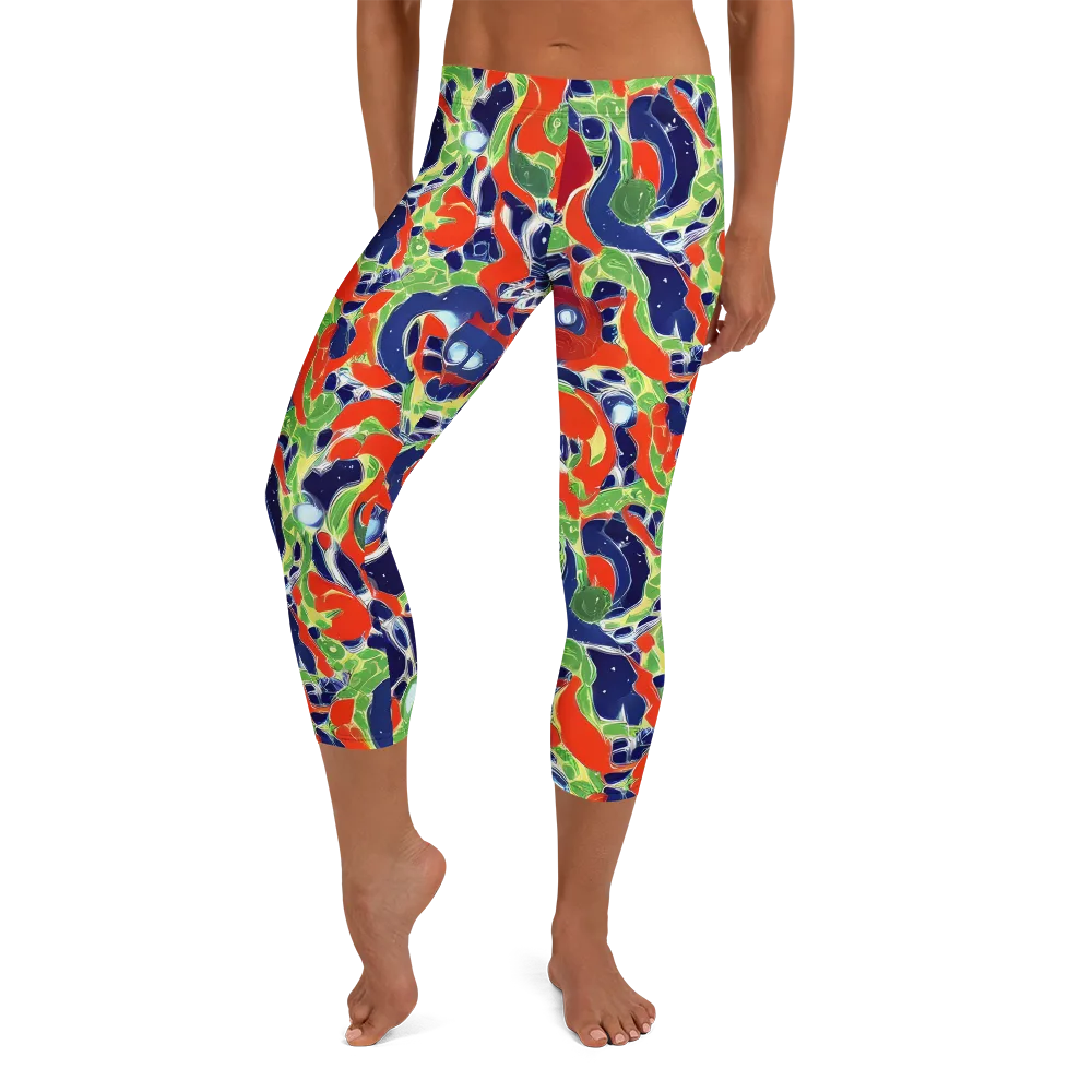 Neon Riviera on Capri Leggings — Front