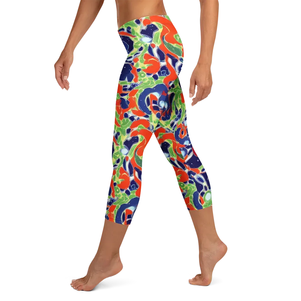 Neon Riviera on Capri Leggings — Left
