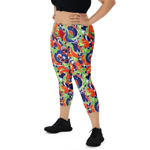 Neon Riviera on a Capri Leggings