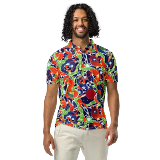 Neon Riviera on a Men's Slim Fit Polo Shirt