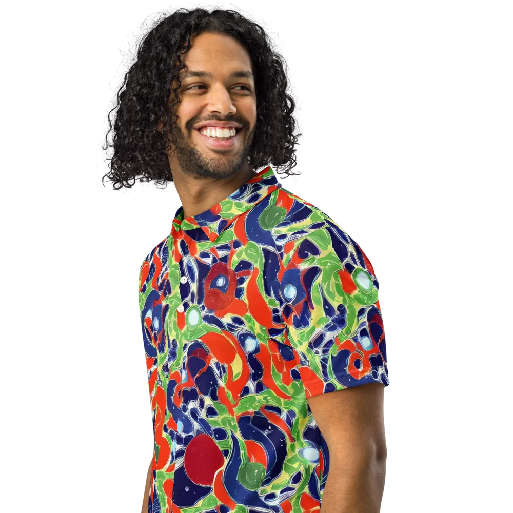 Neon Riviera on Men's Slim Fit Polo Shirt — Left Front