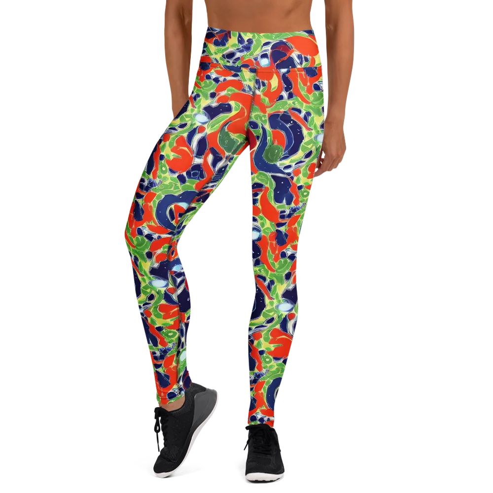 Neon Riviera on Yoga Leggings — Front