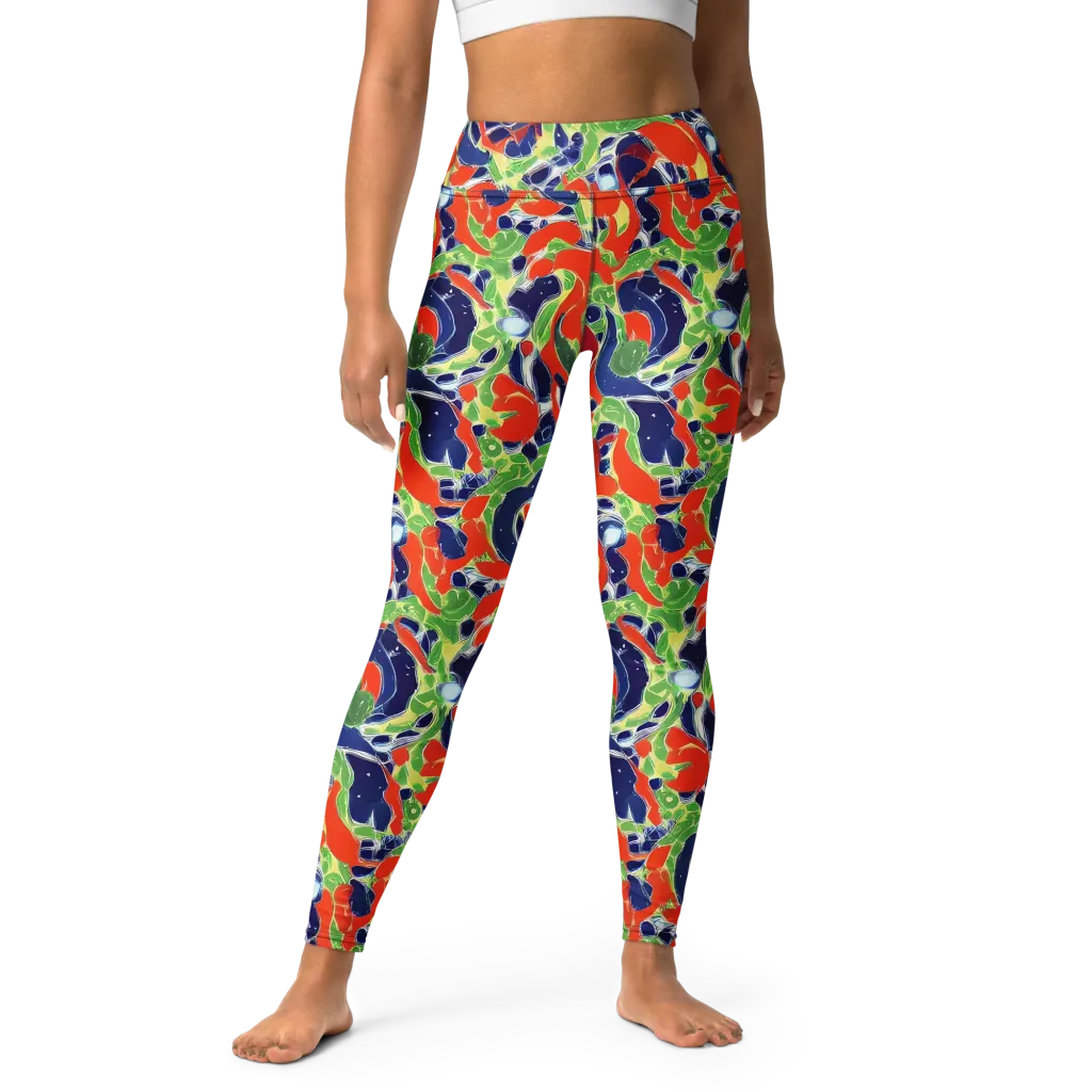 Neon Riviera on Yoga Leggings — Front