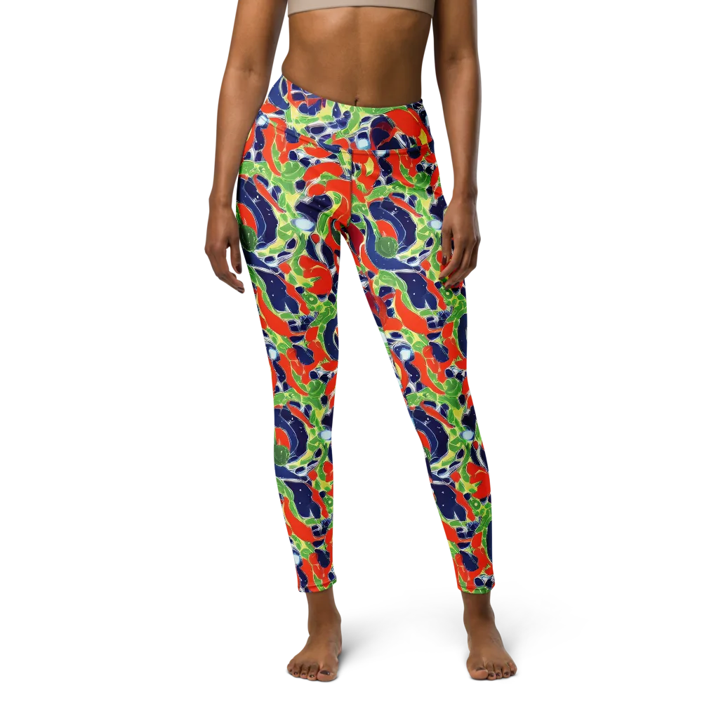 Neon Riviera on Yoga Leggings — Front