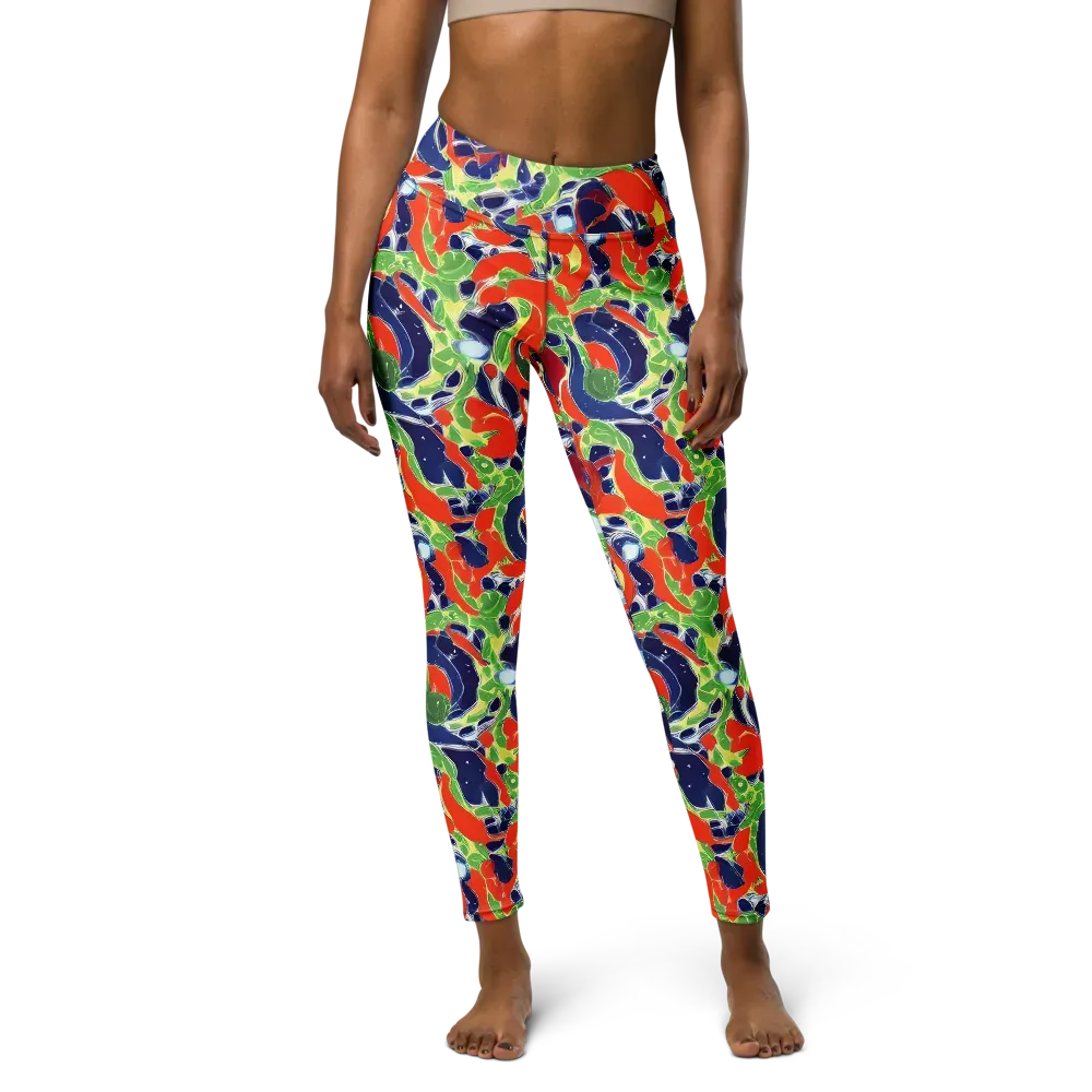 Neon Riviera on Yoga Leggings — Front