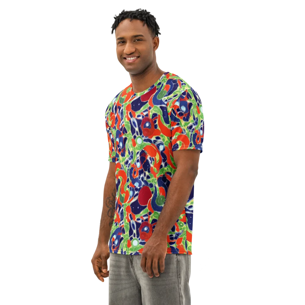 Neon Riviera on Men's Cotton Crew Neck T-Shirt — Left Front