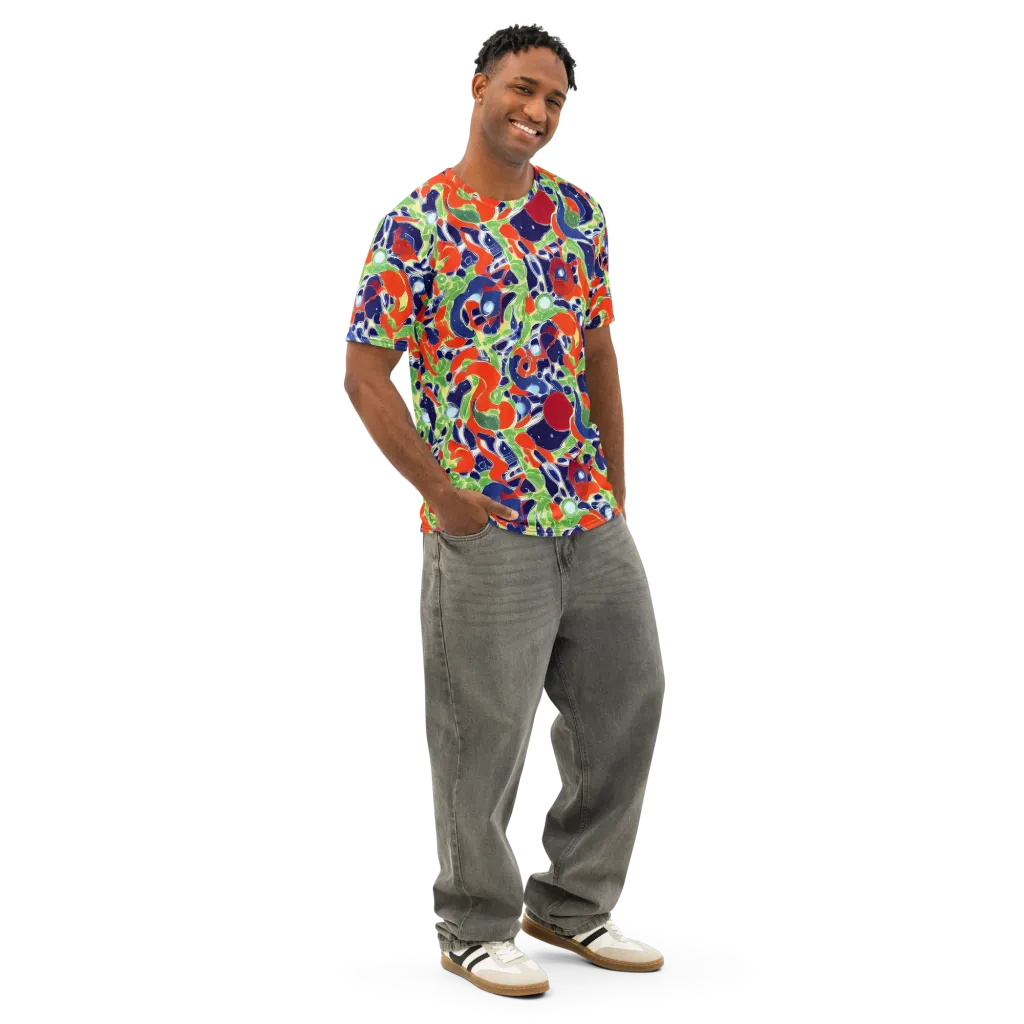 Neon Riviera on Men's Cotton Crew Neck T-Shirt — Right Front