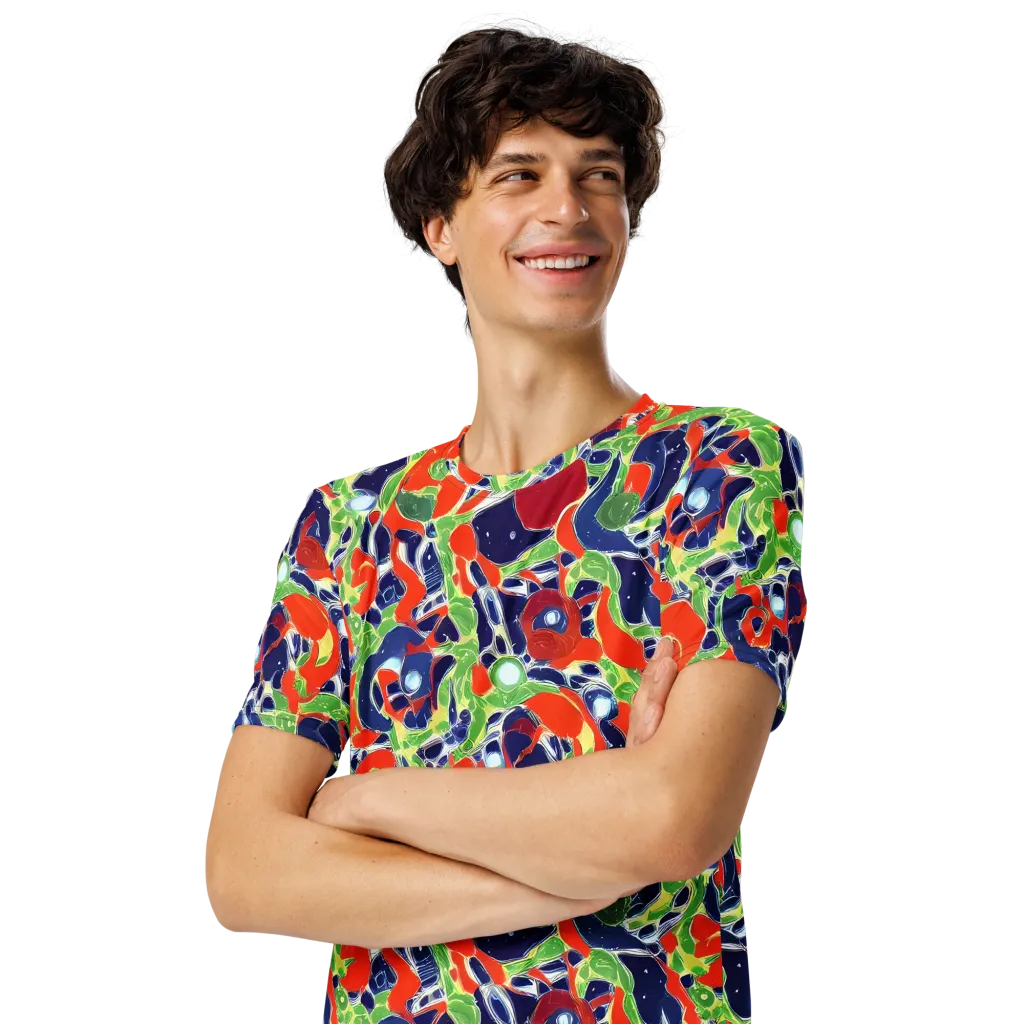 Neon Riviera on Men's Crew Neck T-Shirt — Left Front
