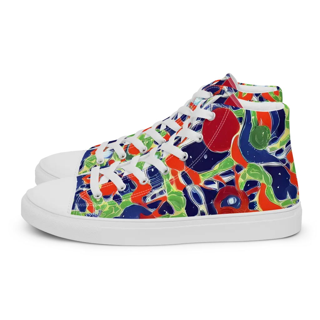 Neon Riviera on Men's High Top Canvas Shoes — Left