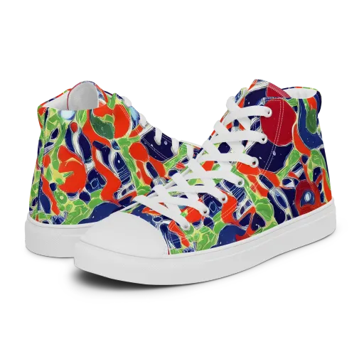 Neon Riviera on a Men's High Top Canvas Shoes