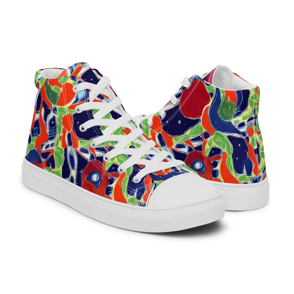 Neon Riviera on Men's High Top Canvas Shoes — Right