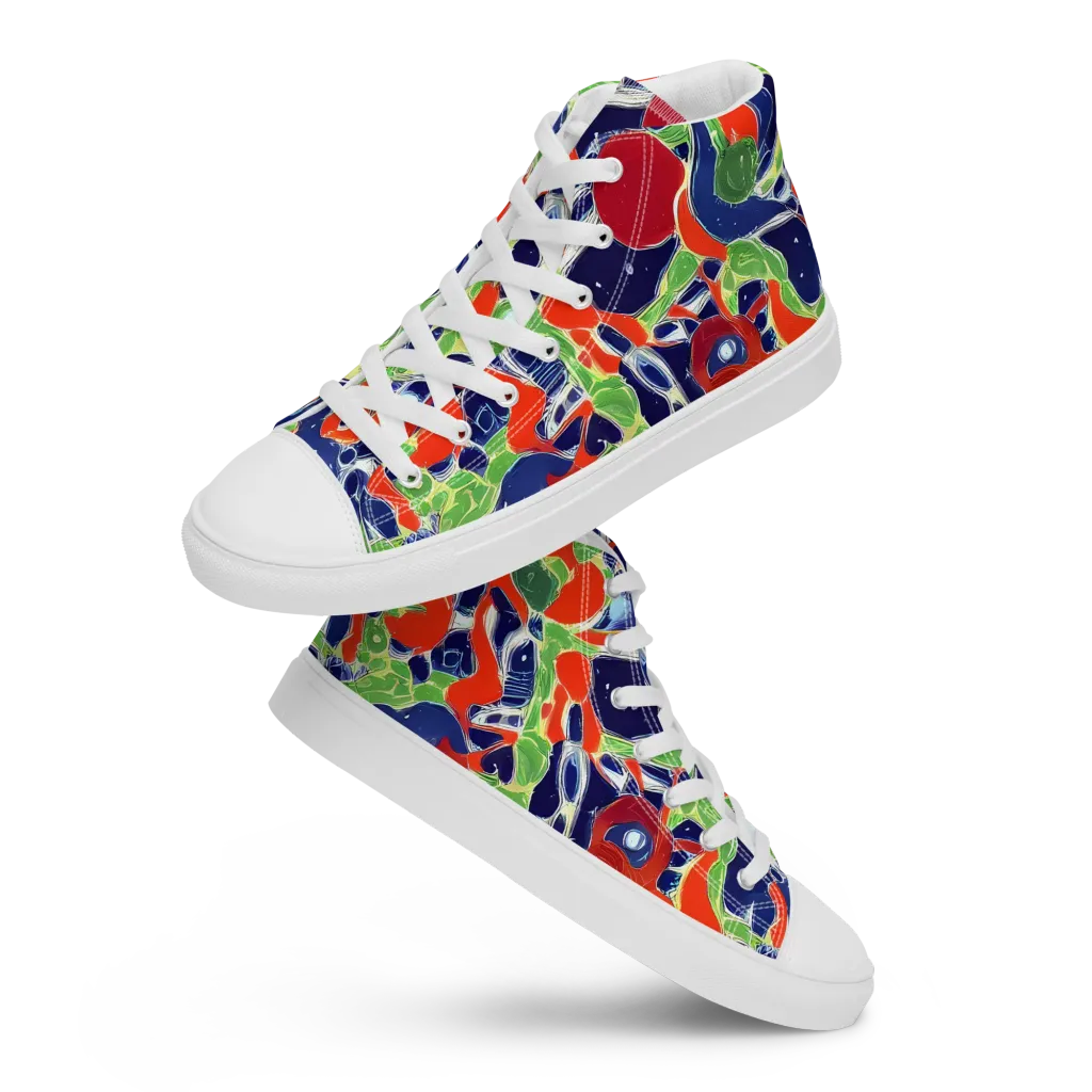 Neon Riviera on Men's High Top Canvas Shoes — Front