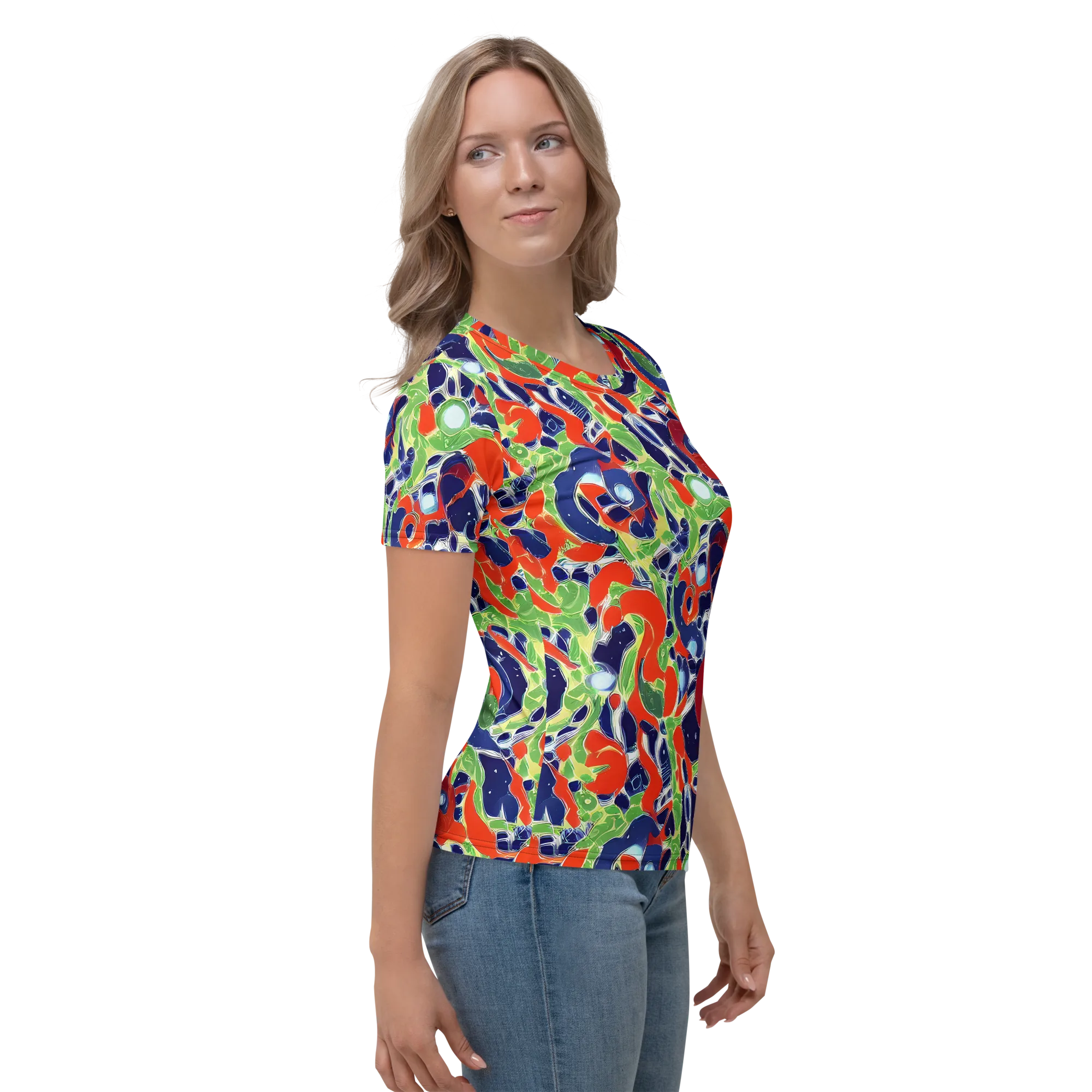 Neon Riviera on Women's Crew Neck T-Shirt — Right