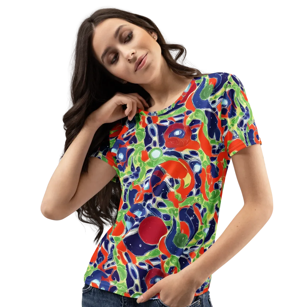 Neon Riviera on Women's Crew Neck T-Shirt — Left Front