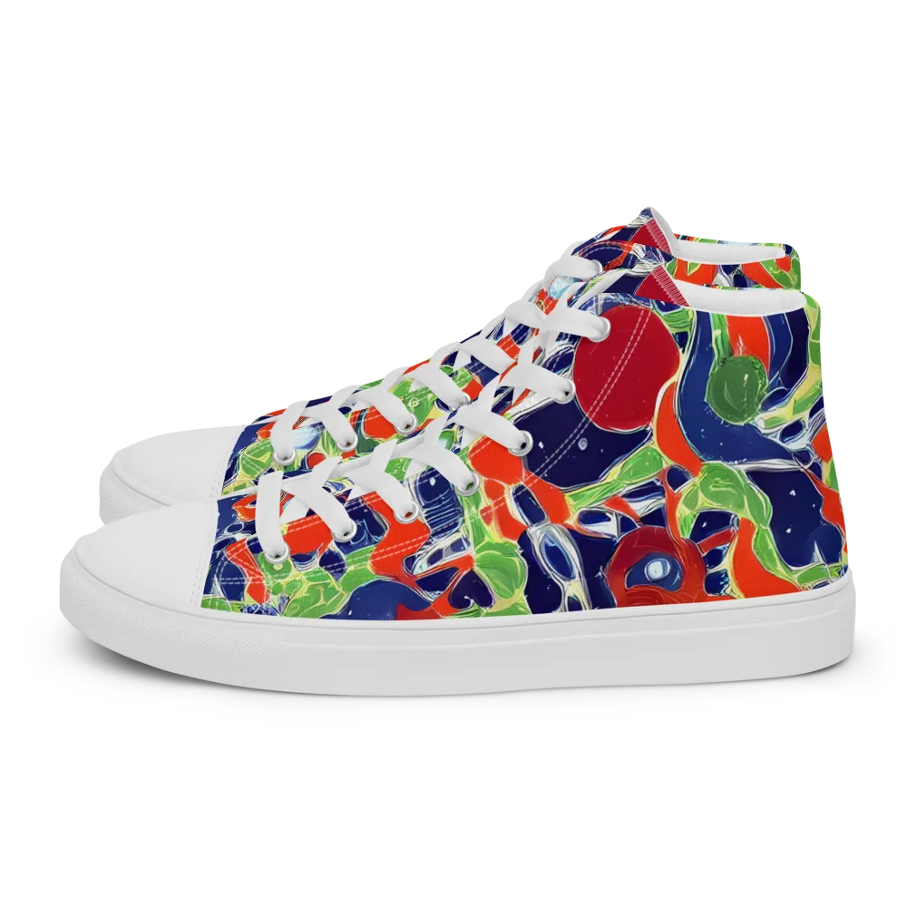 Neon Riviera on Women's High Top Canvas Shoes — Left