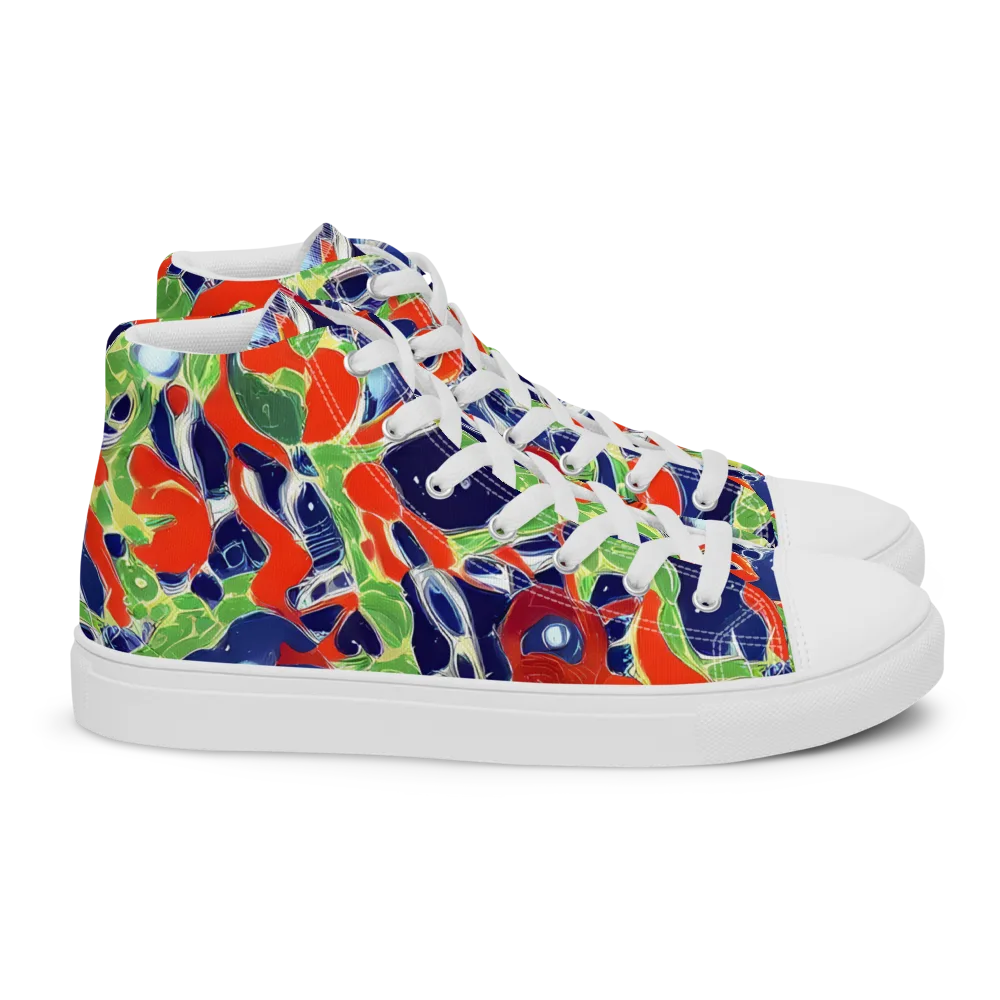 Neon Riviera on Women's High Top Canvas Shoes — Right