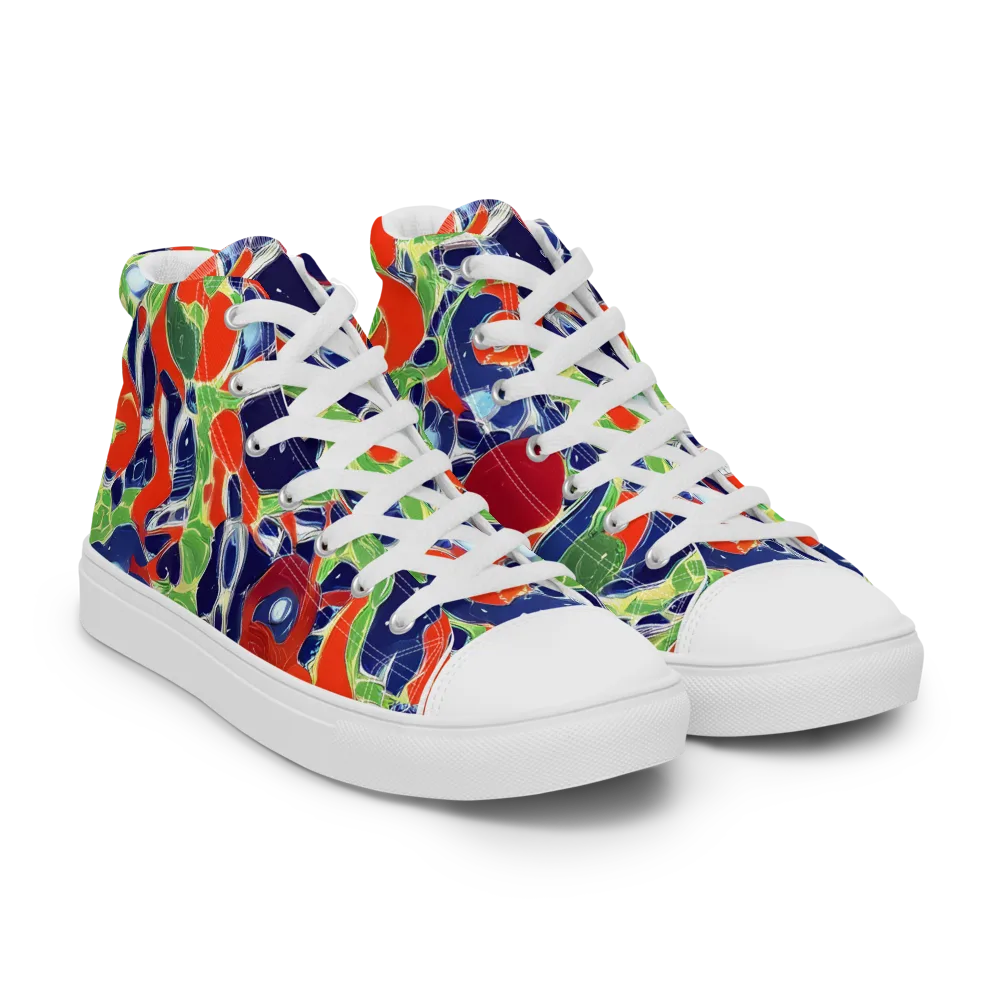 Neon Riviera on Women's High Top Canvas Shoes — Right Front