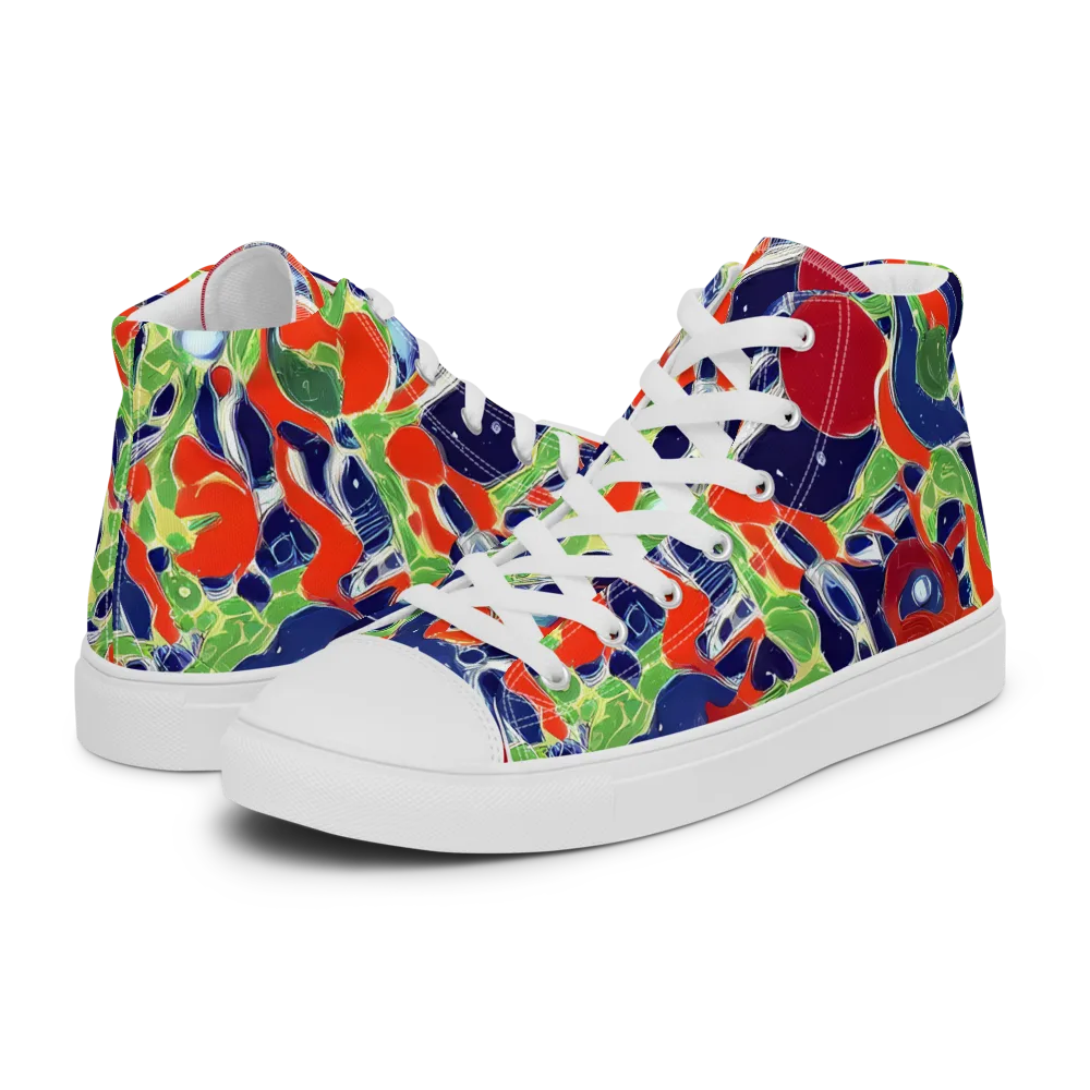 Neon Riviera on Women's High Top Canvas Shoes — Left