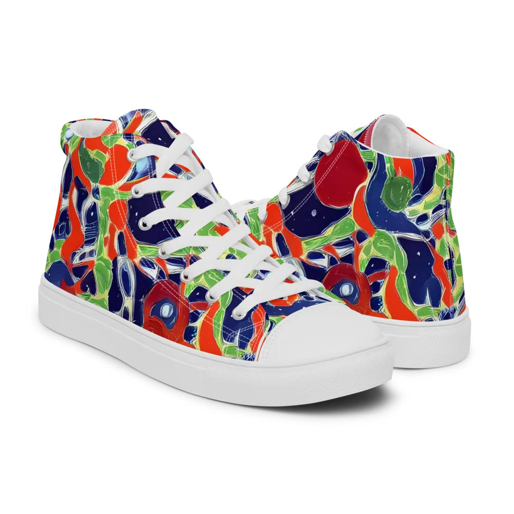 Neon Riviera on Women's High Top Canvas Shoes — Right