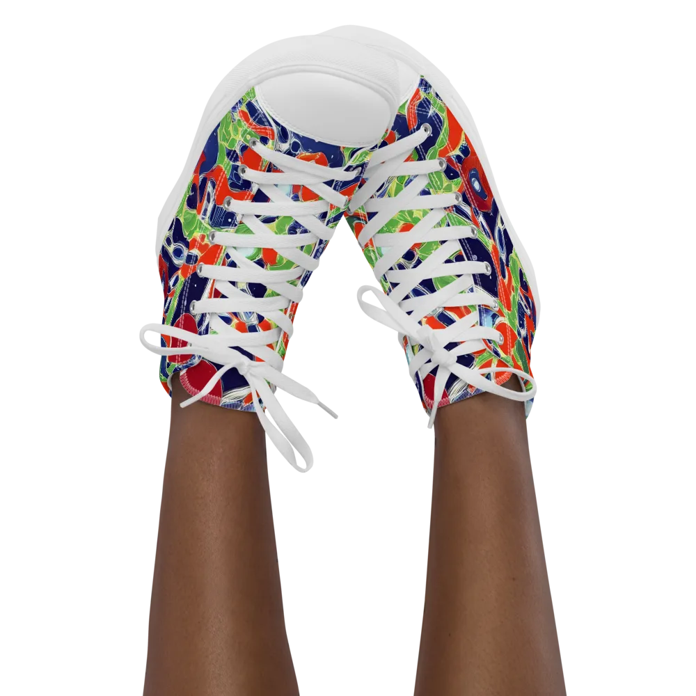 Neon Riviera on Women's High Top Canvas Shoes — Front