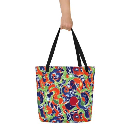 Neon Riviera on a Large Tote Bag W/ Pocket