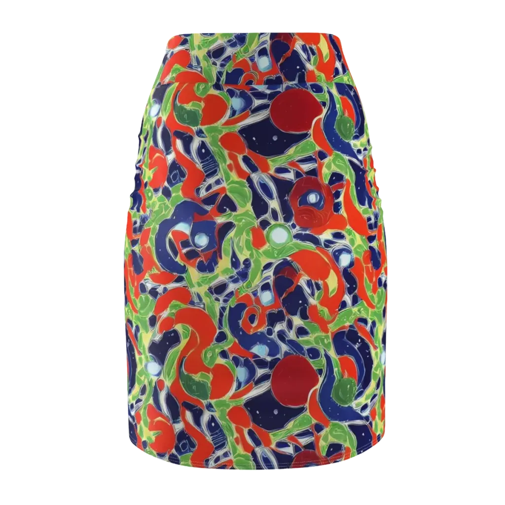 Neon Riviera on Pencil Skirt — Back