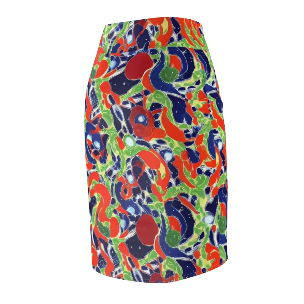 Neon Riviera on Pencil Skirt — Back Side