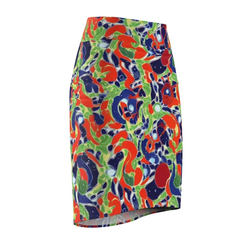 Neon Riviera on Pencil Skirt — Front Side