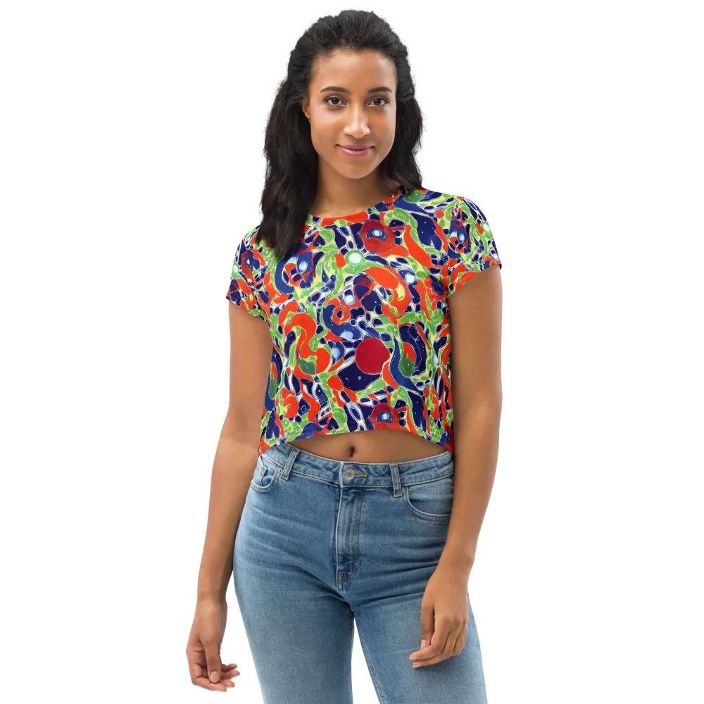 Neon Riviera on Crop Tee — Front
