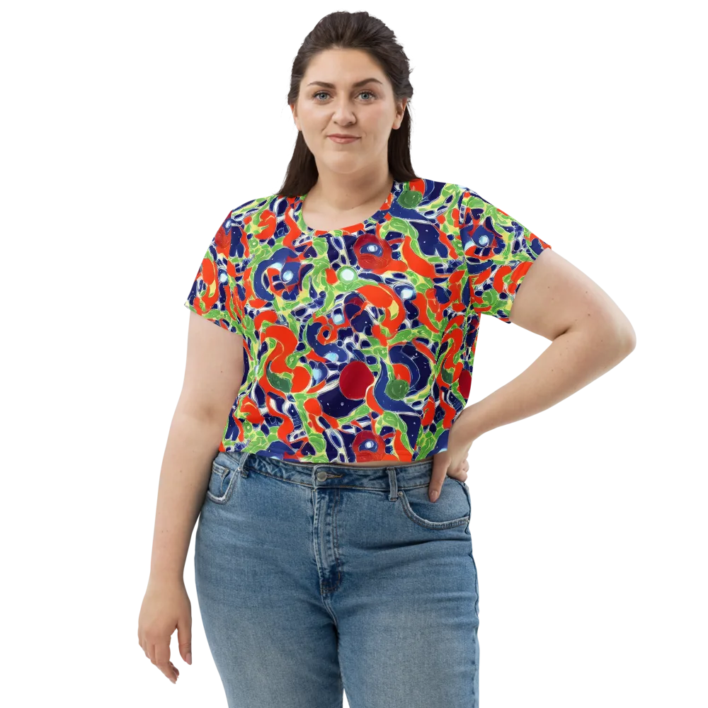 Neon Riviera on Crop Tee — Front