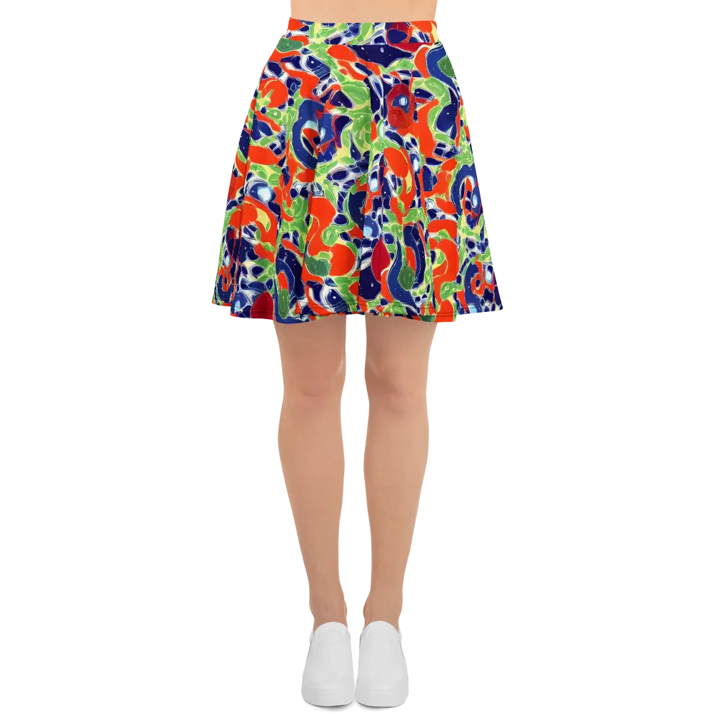 Neon Riviera on Skater Skirt — Front