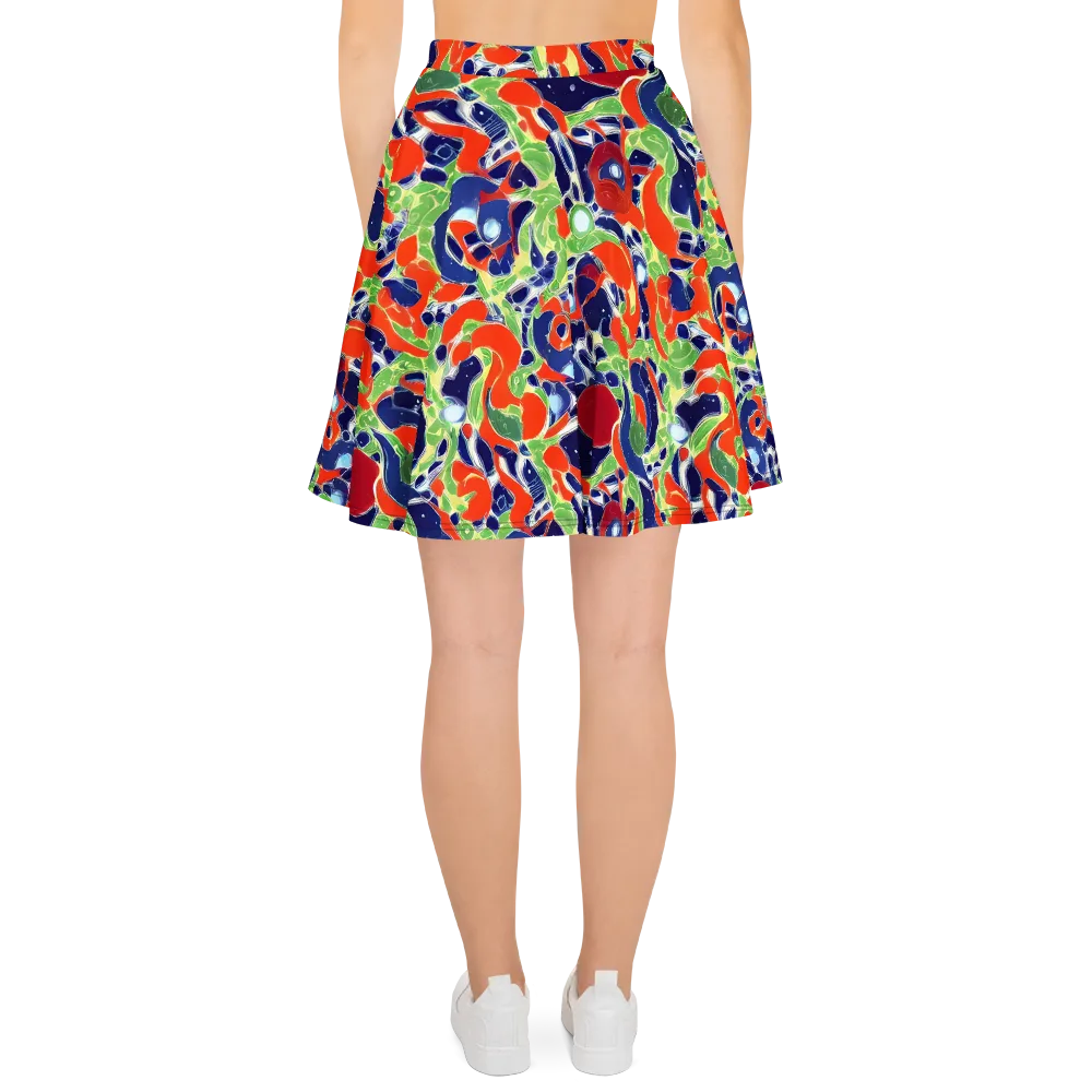 Neon Riviera on Skater Skirt — Back