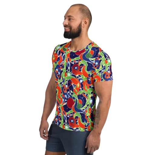 Neon Riviera on a Men's Athletic T-Shirt