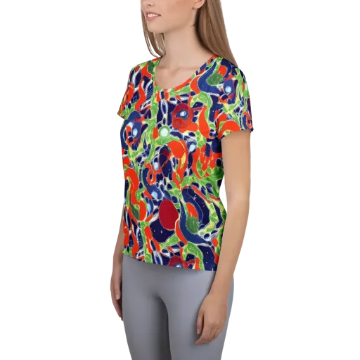 Neon Riviera on a Women's Athletic T-Shirt